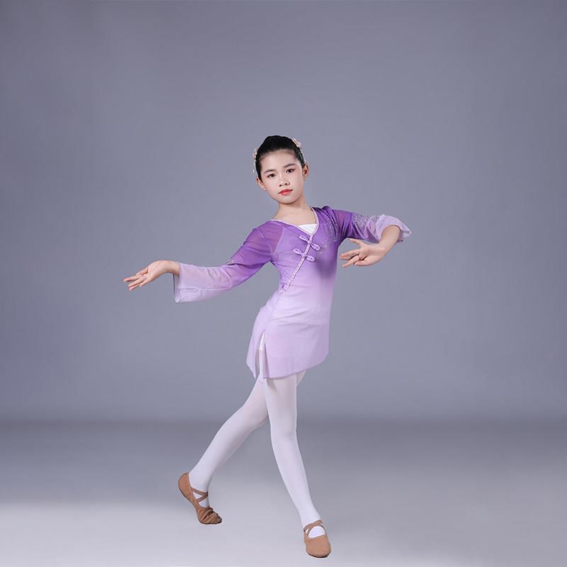 儿童烫钻古典舞纱衣练功服身韵少儿舞蹈考级形体服女童舞蹈演出服