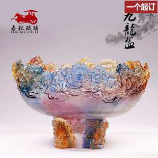 工艺品聚宝盆祥琉璃开业客厅乔迁摆件礼品前台新居龙