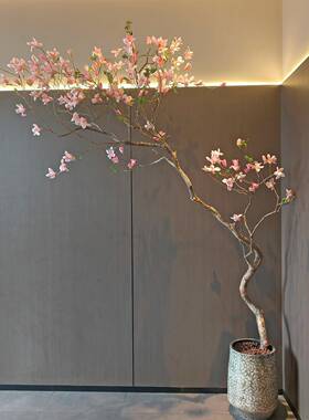 仿真桃花树盆景装饰摆件客厅落地景观绿植假树酒店饭店造景植物