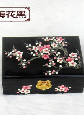高档平遥推光漆器妆首饰盒梳木带锁中式复古质饰品收纳盒特盒价包