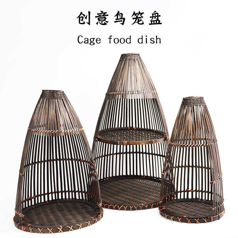 手工竹编创意竹编筐茶点架创意鸟笼盘仿古创意盘架竹筐蔬果篮菜篮,收纳整理,其他收纳篮,淘宝优惠券,粉丝福利购,淘宝优惠卷