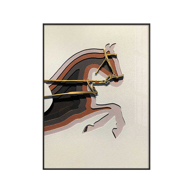 现代轻奢玄关装饰画大气立体感骏马客厅挂画入户走廊过道墙面壁画图片
