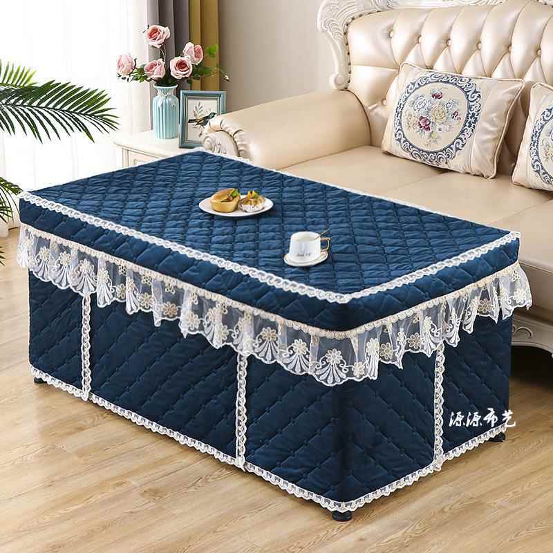 2F冬季电炉罩烤火桌子罩6片长方形茶几桌布绒罩取暖架子套家用布