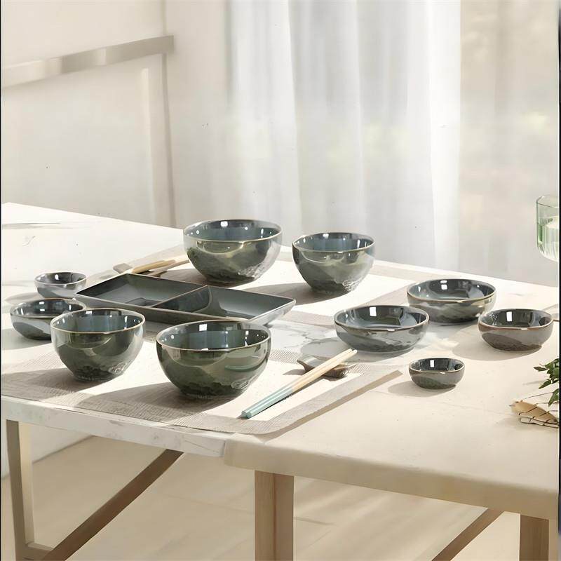 出韩158+绝美高颜值窑变色陶瓷餐具双人碗筷15件套