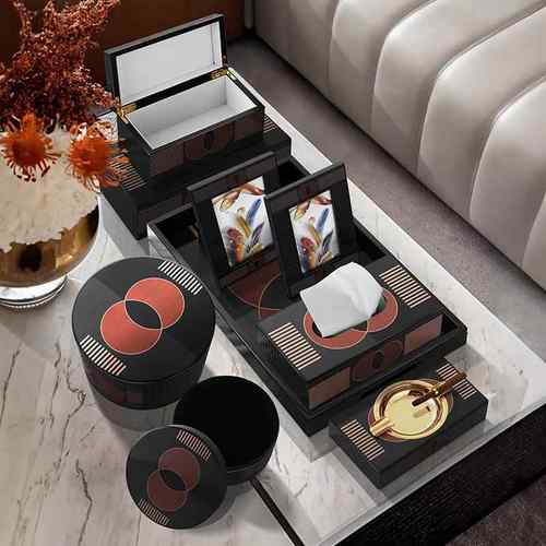 现代轻奢首饰盒烟灰缸简约小奢华卧室梳妆台储物罐收纳摆设