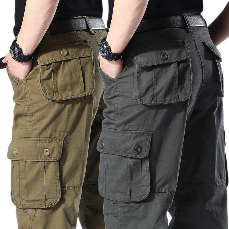 春秋宽松大码工装裤男士潮流中裤纯棉下装干活多口袋休闲直筒马裤,男装,休闲裤,淘宝优惠券,粉丝福利购,淘宝优惠卷
