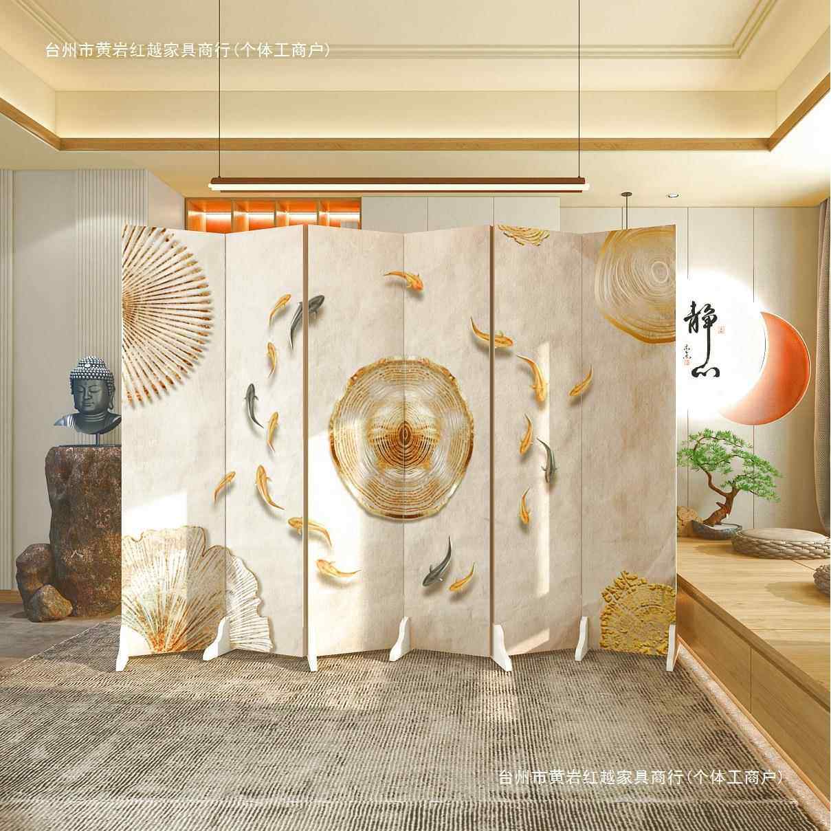 中式屏风隔断墙用客厅折叠移WRM动现约代办公室卧室遮挡家轻奢简