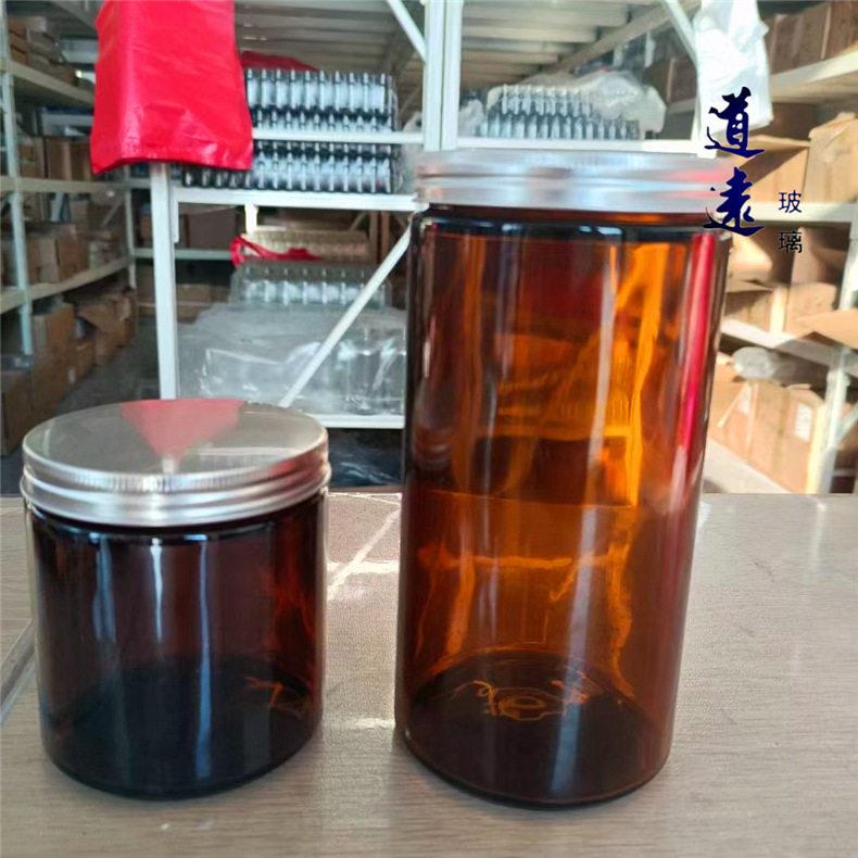 现货薰茶色l直JHS-8874筒玻璃500m 广口蜡密封储物烛1000ml香分装