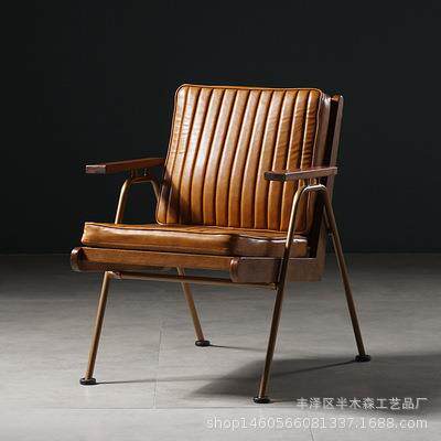 美式铁艺实木工业风懒人创意沙发椅子休闲酒馆咖啡厅民宿沙发椅子