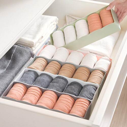 Plain Stackable Socks Storage Box, Underwear Organizer for W