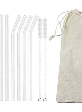 High Borosilicate Glass Straw Set Reusable Eco Friendly Drin