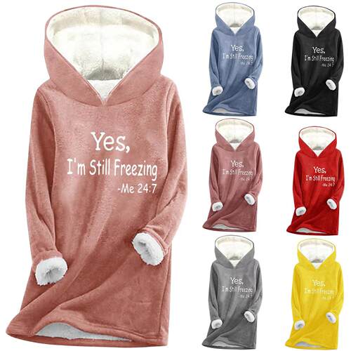 Women's offset printing sleeve long sleeved thick plush