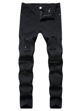 Men's jeans straight leg zipper men's pants