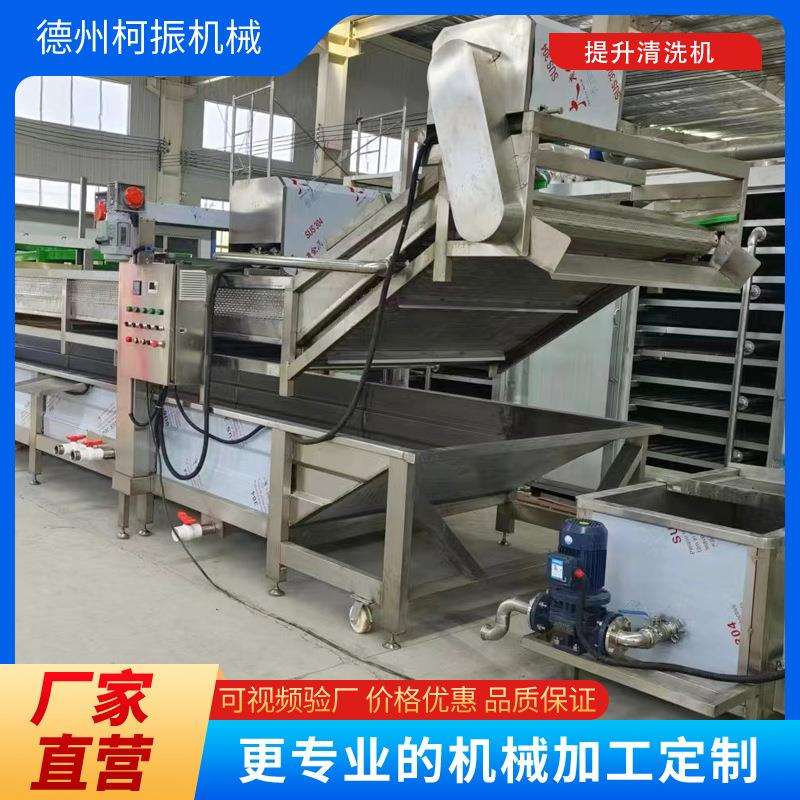 提升式气泡清洗机酸菜椰肉鼓泡清洗设备大型海鲜类清洗解冻流水线