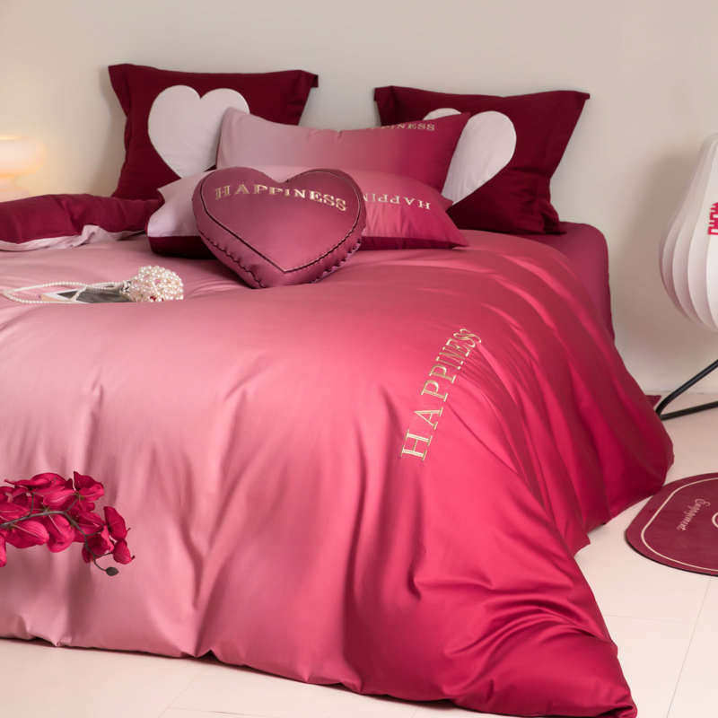 婚庆红色渐变长绒棉四件套全棉100纯棉被套结婚床单婚嫁床上用品4,床上用品,婚庆床品套件,淘宝优惠券,粉丝福利购,淘宝优惠卷