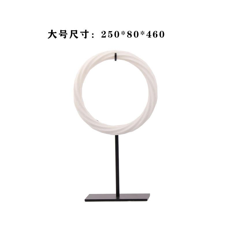 创意新式现代金581属树中脂白楼色绞纹圆摆件样板房售环处博古架