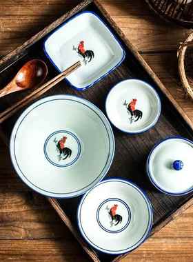 斗笠大碗面碗吃亮饭的套DXK碗一整碗碟人套装家用一食餐具陶瓷漂