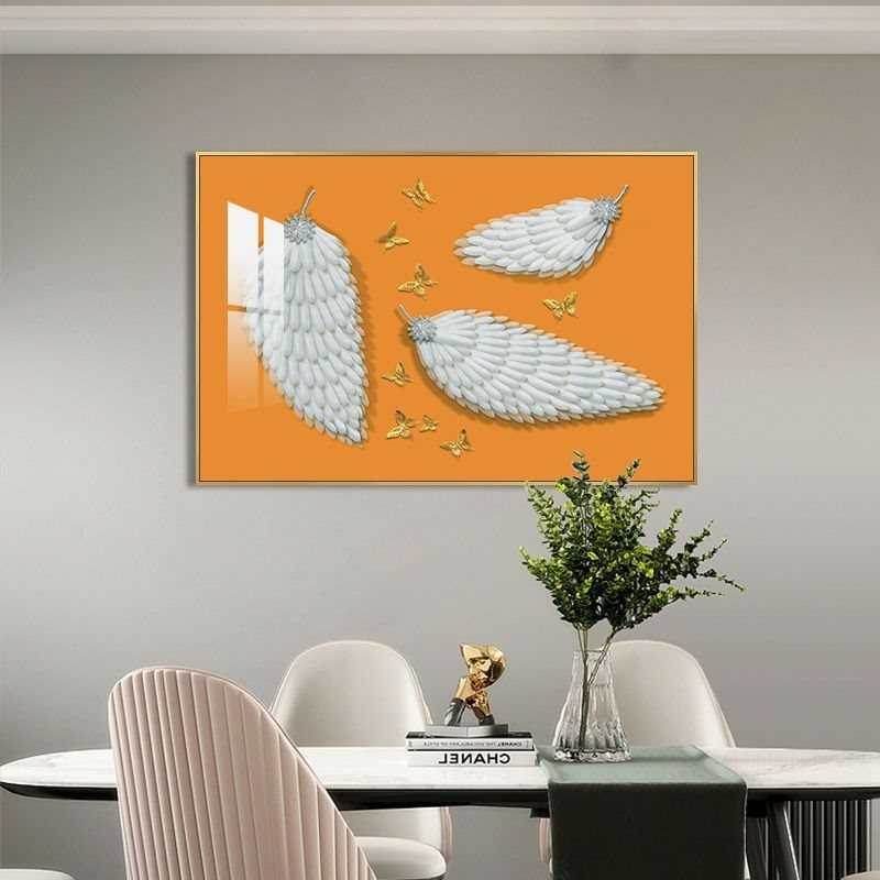 电表箱装饰画现代轻奢羽毛晶瓷网络盒遮挡箱可配电箱挂画横款图片