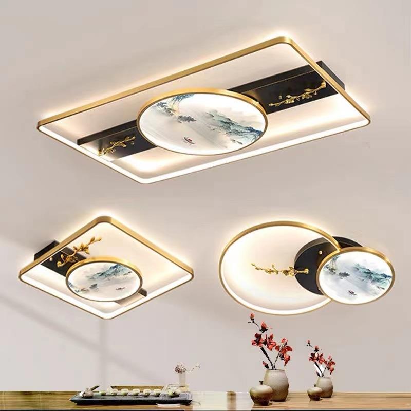 新中式创意现代LED平板客厅吸顶灯卧室风灯具三色禅意装饰灯