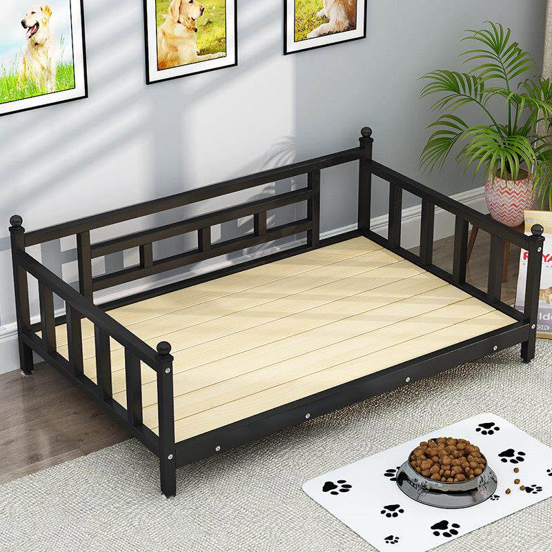 狗床可拆洗中型大型犬铁艺狗窝金毛泰迪铁床架实木夏季保暖宠物垫