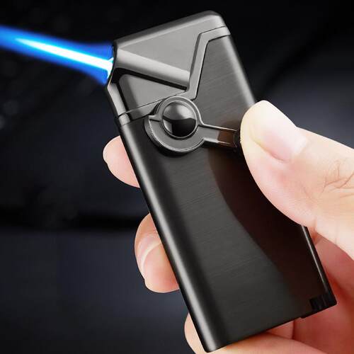 Inflatable tilt Fire rocker arm Blue Flame windproof lighter