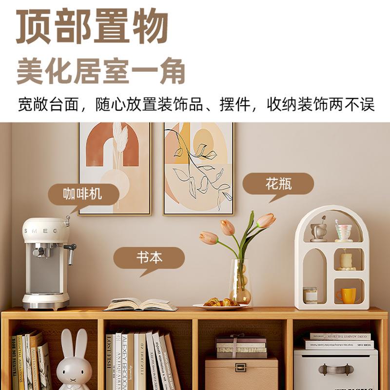 书架多格带门落地收纳置物靠墙矮柜客厅组合展示储物柜子简约书柜