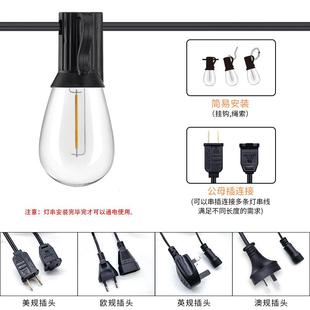 串S4灯串IGE户外防1水诞灯串高压灯暖光圣诞圣装 饰灯串庭院灯串