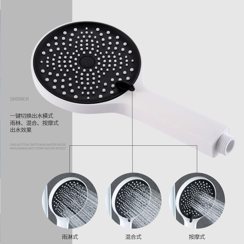 新款直销现货 明装淋浴全套花洒 铜枪灰卫浴置物架钢琴按键四挡喷