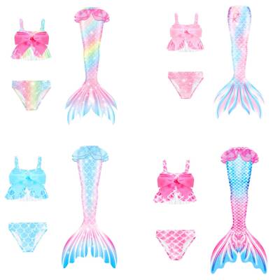 girls mermaid swimsuit set threepiece mermaid tail princess