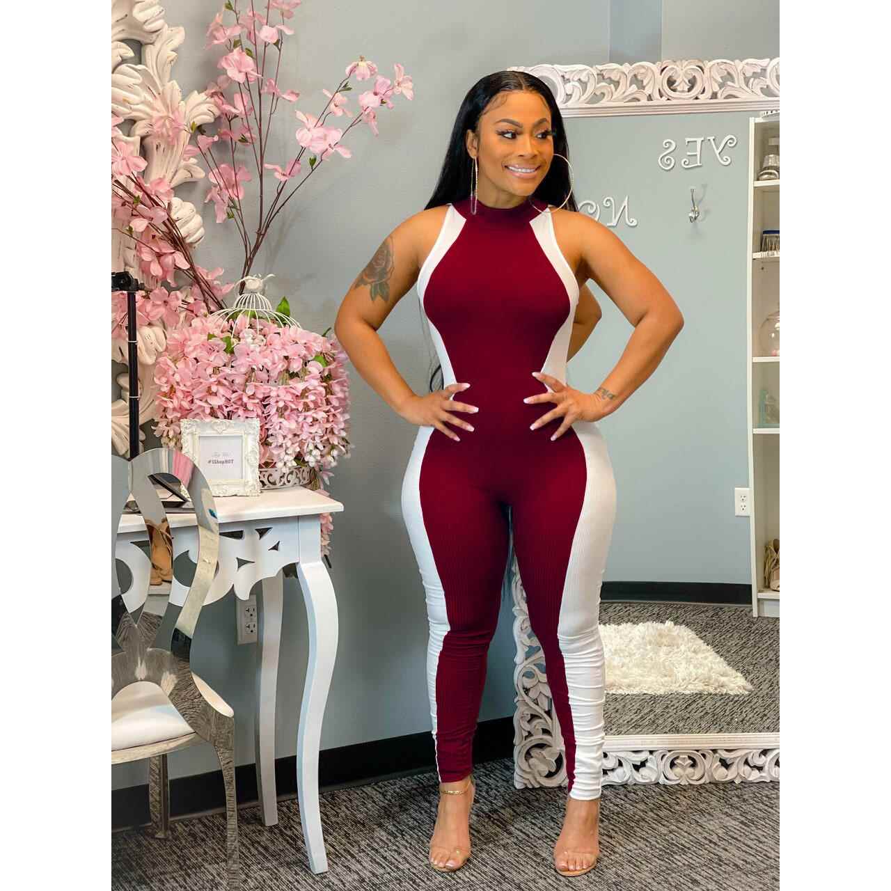 striped one bodycon wear sexy jumpsuits slit club night