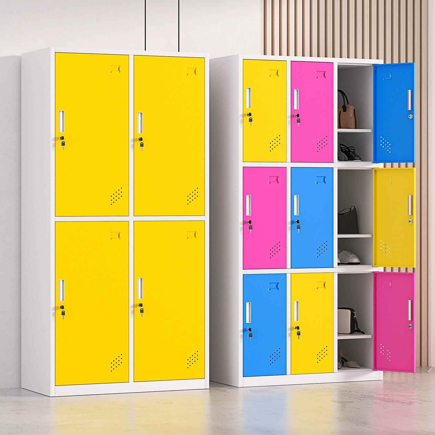 员更衣柜健房存包柜身浴室工换衣柜多门带锁铁皮彩色更衣子储物柜