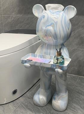 轻奢创意化妆室落地摆件纸巾盒收纳托盘卷筒卫生纸架客厅卫生纸盒