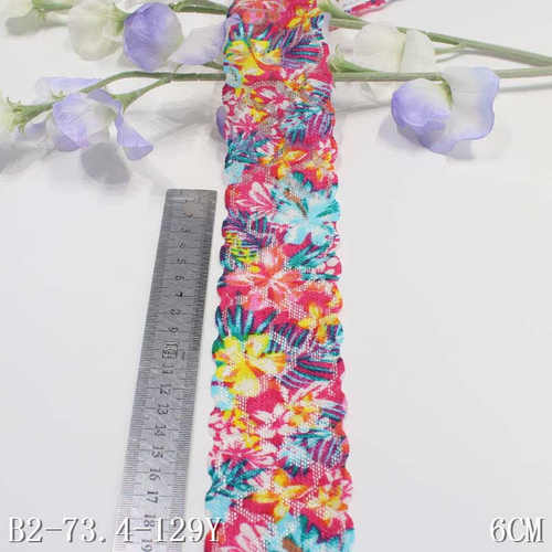 唐隆两色柔软宽6m高弹性印花弹力花边 DIY服装窗帘蕾丝花边辅料