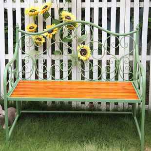 铁艺户复古花287园双人条椅木乡村外公园休闲椅阳庭院露台靠背台