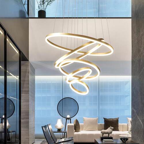 别墅复式楼大吊灯现代简约loft公寓跃层楼中楼挑高客厅中空大堂灯