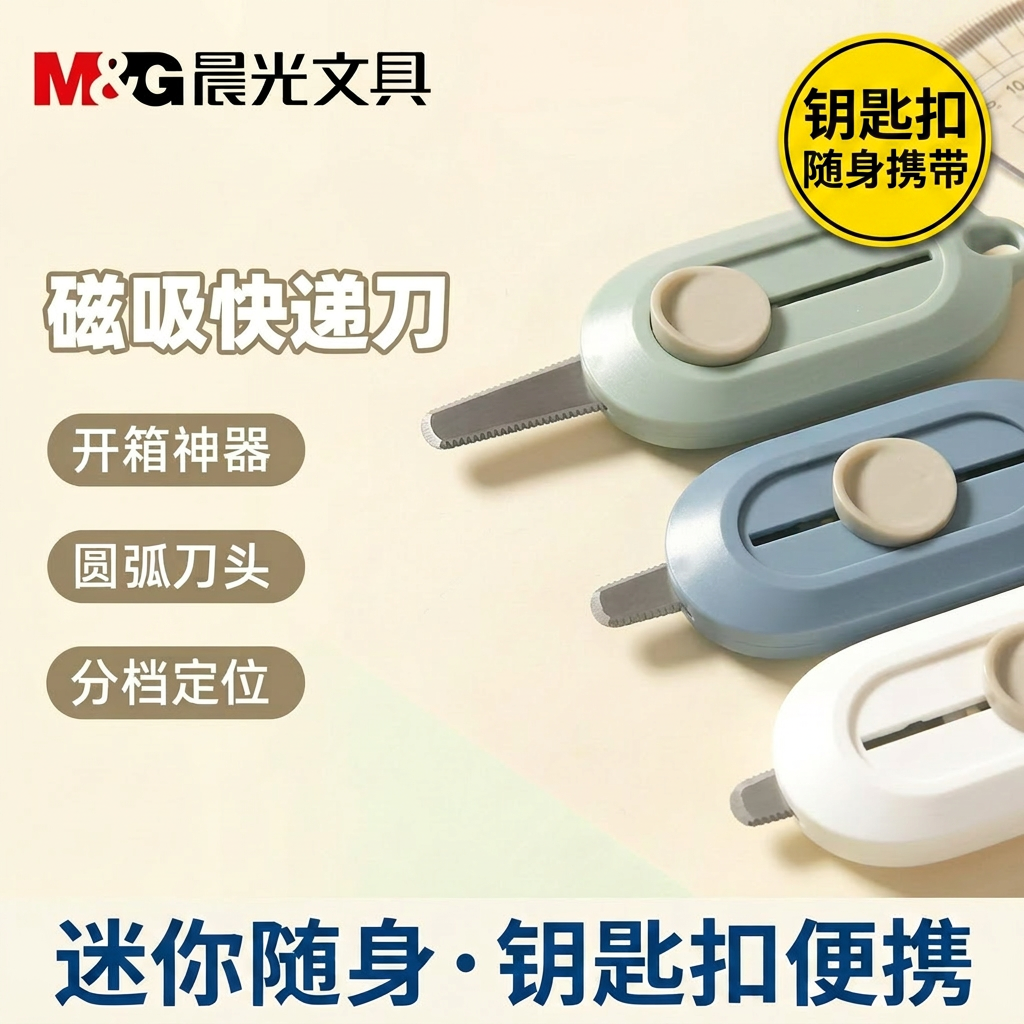 晨光美工刀小型金属拆快递小刀钥匙扣迷你随身便携开箱刀裁纸刀拆快递