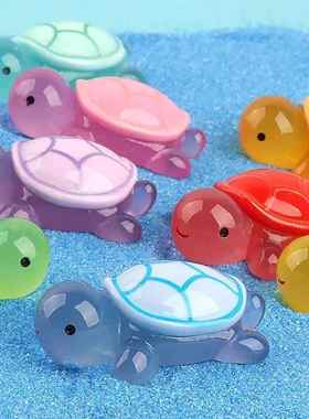 树脂夜光小乌龟苔藓鱼缸DIY造景装饰品桌面小摆件 抖音网红海龟