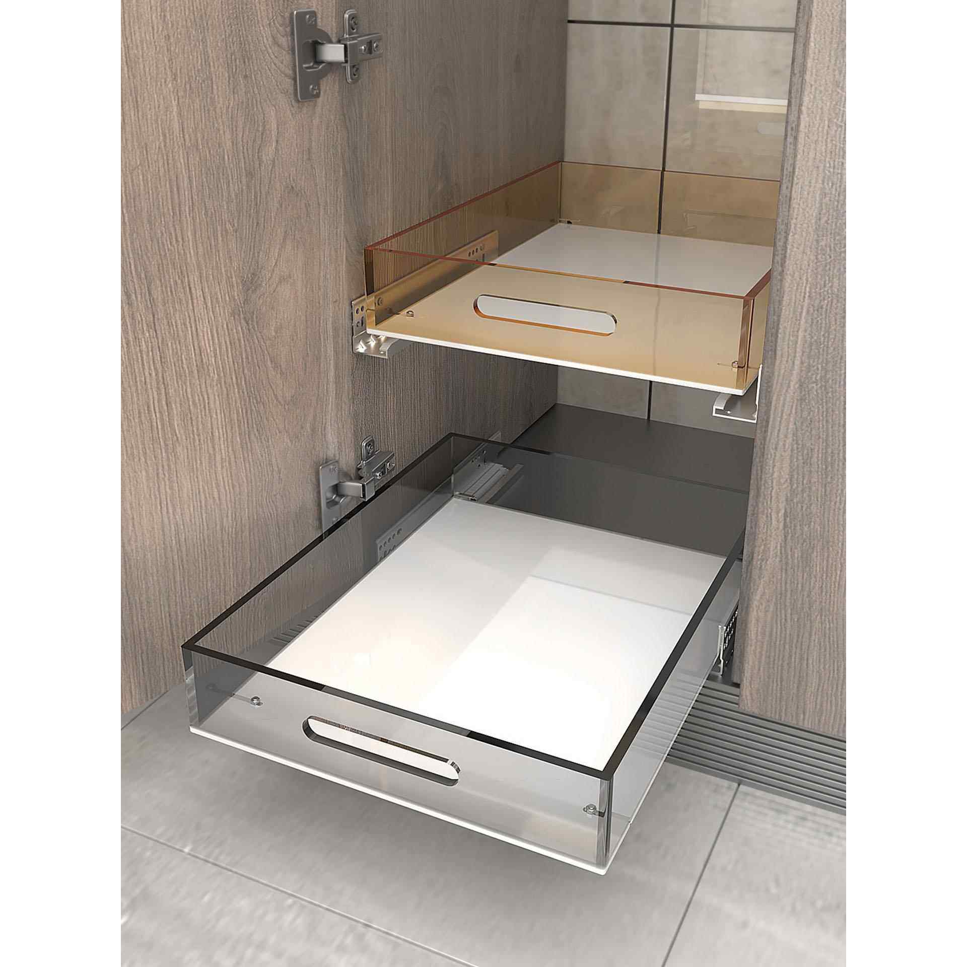 加厚亚克力托盘带拖底轨道深柜改造柜内收纳抽屉橱柜带滑轨收纳箱,收纳整理,收纳箱,淘宝优惠券,粉丝福利购,淘宝优惠卷