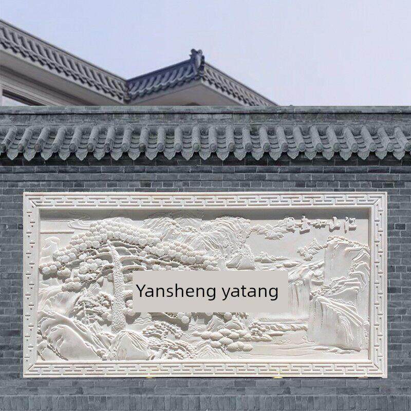石雕汉白玉松鹤延年浮雕石头壁画中式彷古壁画庭院八骏图马浮雕墙