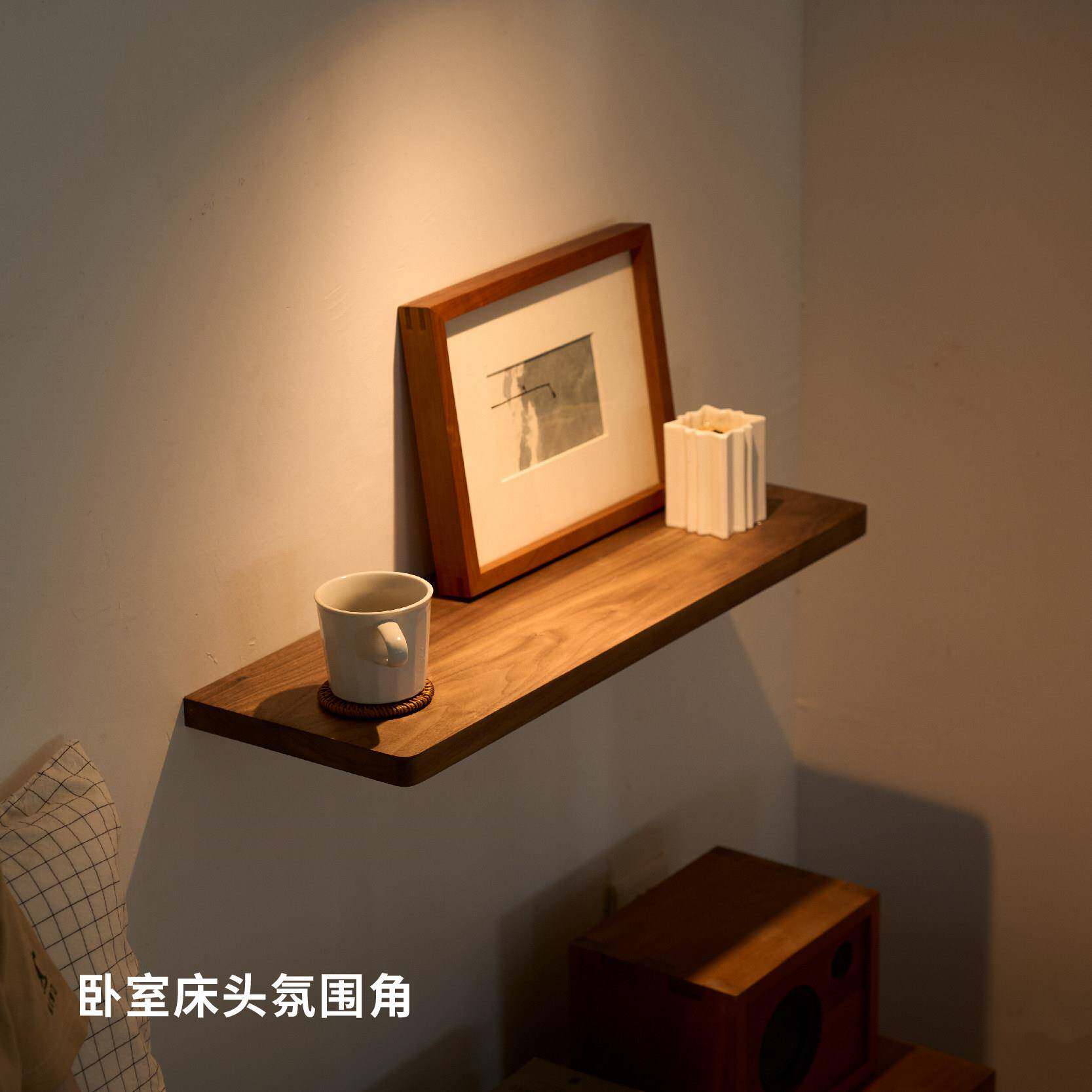 生活 墨新书一字隔板 实木yzgb墙上置物架樱桃木层板木挂墙隔板收