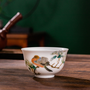 罕见老瓷茶杯系70年代官窑瓷洪江大球泥手绘主人杯家用单杯收藏