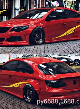 X-279汽车个性装饰贴通用款式侧裙腰线条纹车贴对装160*38CM