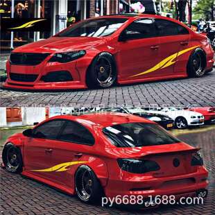 饰贴通用款 装 式 侧裙腰线条纹车贴对装 38CM 160 279汽车个性