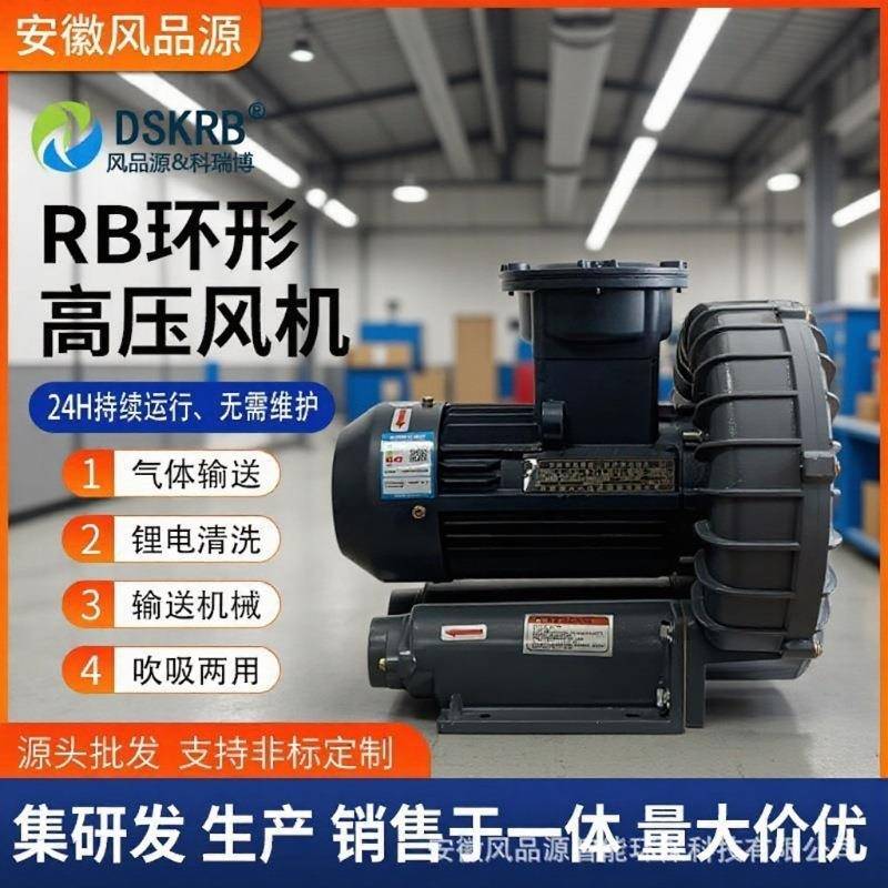 RB-0775.5KW高压鼓风机特氟龙防腐防爆高压涡旋风抽真空旋涡风机
