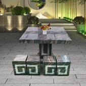 户外石桌石凳一套岗外庭院家用室21100701休闲方茶台花岩桌子椅手