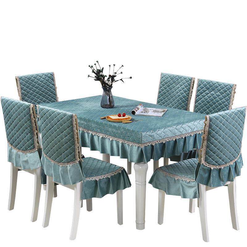 餐桌布艺桌套家用餐椅垫套装欧式餐椅套罩椅套长方形茶几桌布套罩