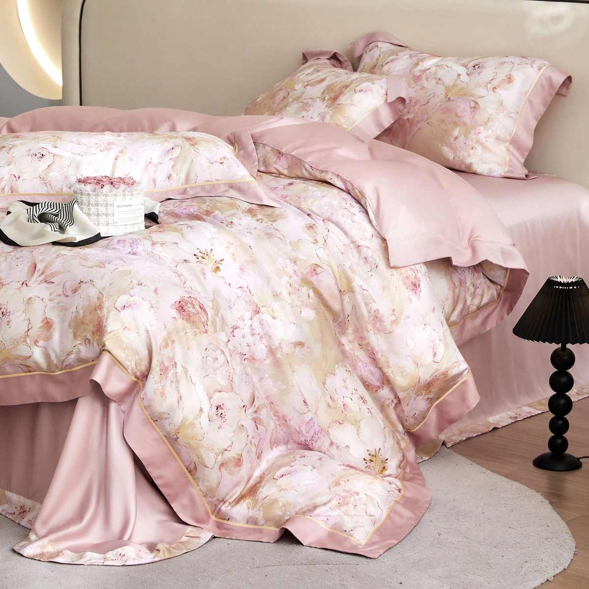 厂家直销高端轻奢60S双面花卉LF兰精天丝四件套夏季丝滑凉感冰丝