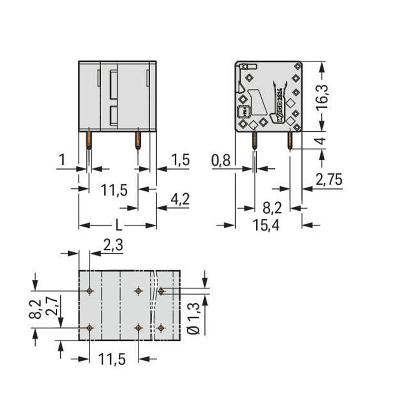 万可接线端子PCB 接线端子，型号 wago 2624-3505