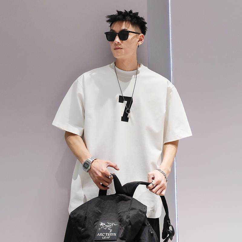 有术国潮帅气数字T恤夏季男生韩版白色大码潮牌半袖个性情侣短袖