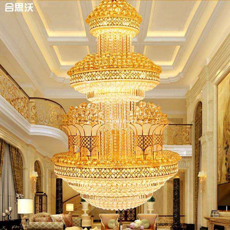 欧式复式楼水晶大吊灯楼中楼客厅大吊灯高档别墅酒店工程大堂吊灯